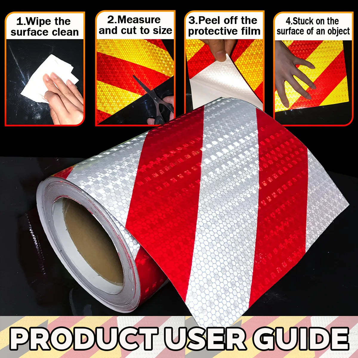 Twill Reflektierendes wasserdichtes Klebeband Linker oder rechter Reflektor Selbstklebender Sicherheitswarnaufkleber Auffälligkeit für LKW