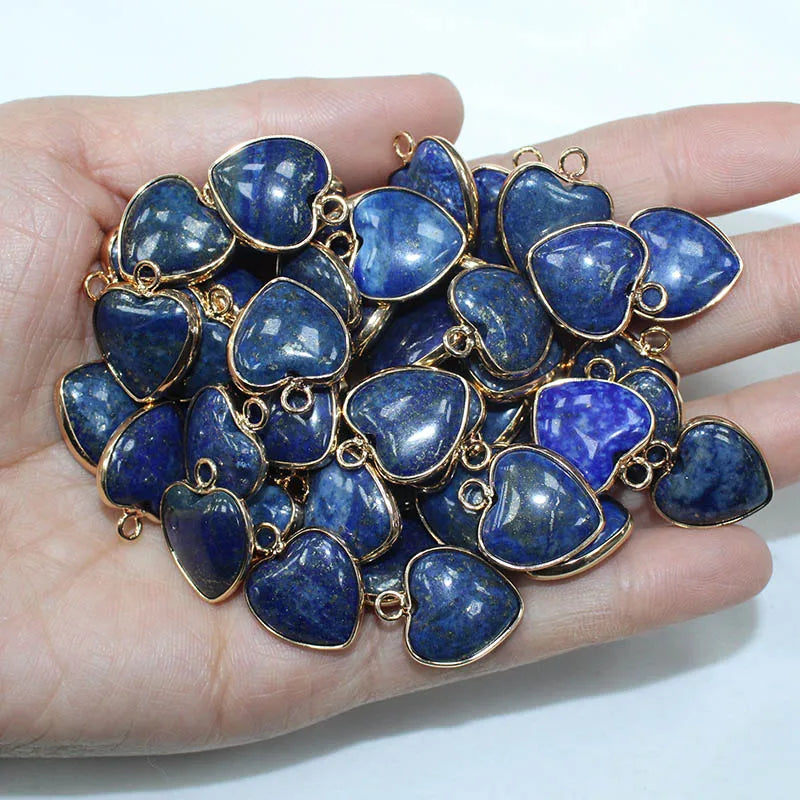 10 Stück Liebe Naturstein Amethyst Tigerauge Rosa Kristall Mischfarbe Stein Herz Anhänger für DIY Schmuck Halskette Exquisites Geschenk