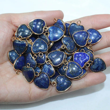 10 Stück Liebe Naturstein Amethyst Tigerauge Rosa Kristall Mischfarbe Stein Herz Anhänger für DIY Schmuck Halskette Exquisites Geschenk