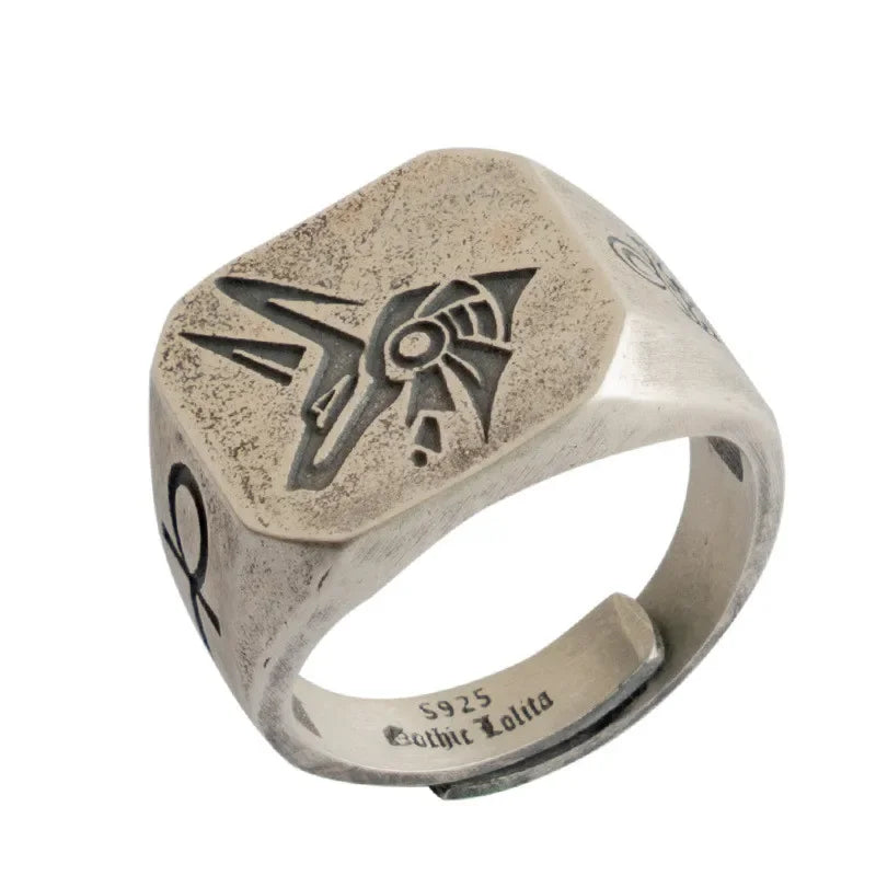 Retro Poseidon Kompass Ring versilbert Hexagramm Öffnung verstellbarer Ring Männer und Frauen Hip-Hop Trend Schmuck Geschenk
