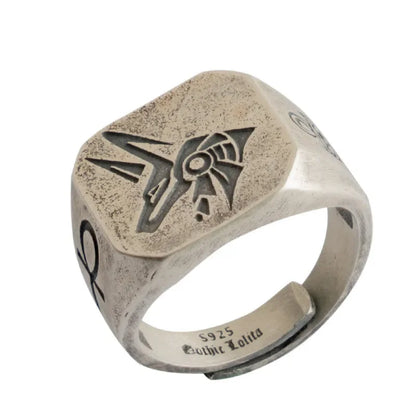 Retro Poseidon Kompass Ring versilbert Hexagramm Öffnung verstellbarer Ring Männer und Frauen Hip-Hop Trend Schmuck Geschenk