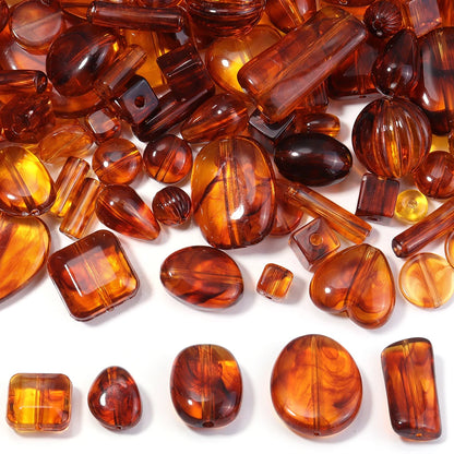 10-100 Teile/los Unregelmäßige Bernstein Acryl Perlen Kürbis Runde Disc Herz Form Lose Spacer Perlen Für Schmuck Machen DIY zubehör