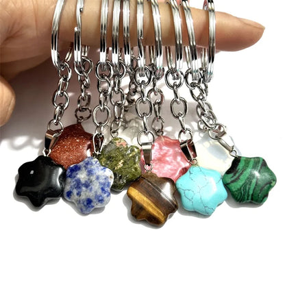 20 stücke Natürliche Raue Rohstein Kristall Quarz Schlüsselbund Frauen Männer Handtasche Hangle Auto Schlüssel Halter Raw Mineral Stein Schlüsselring schmuck