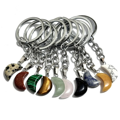 20 stücke Natürliche Stein Kristall Quarz Schlüsselbund Frauen Männer Handtasche Hangle Auto Schlüssel Halter Raw Mineral Stein Schlüsselring Schmuck