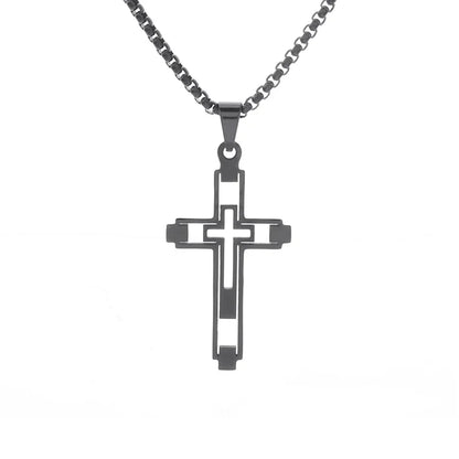 Vintage Gothic Totenkopf Jesus Kreuz Anhänger Halskette Katholischer Schmuck für Männer Punk Religiöse Amulett Halskette