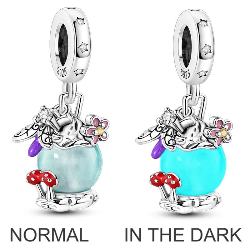 Original-Charm-Perle aus 925er-Sterlingsilber mit eingelegtem Zirkonium, Schleife, Liebesherz, Ballon-Anhänger, passend für Armbänder, DIY-Schmuckmarkierung