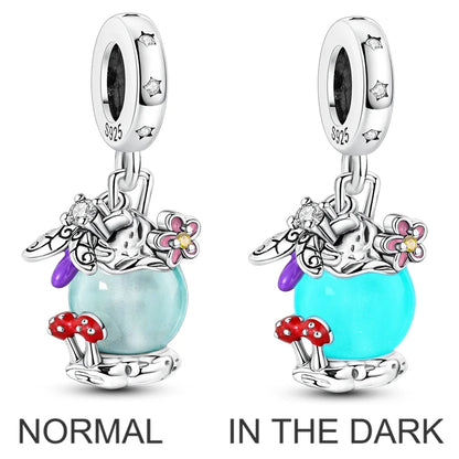 Original-Charm-Perle aus 925er-Sterlingsilber mit eingelegtem Zirkonium, Schleife, Liebesherz, Ballon-Anhänger, passend für Armbänder, DIY-Schmuckmarkierung