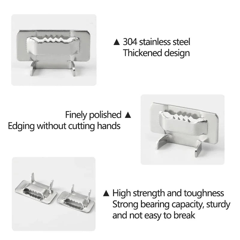 304 Edelstahl Kabelbinder Reel Self-Locking Zip Kabelbinder Schnalle Elektrische Box Industriellen Pipeline Zahn Schnalle Stecker