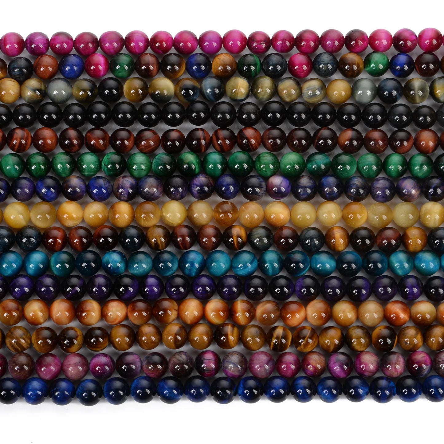 Natursteinperlen, mehrfarbig, Tigerauge, lose Distanzperlen für die Herstellung von Armbändern, Schmuck, DIY-Zubehör, Auswahlgröße 4/6/8/10/12 mm