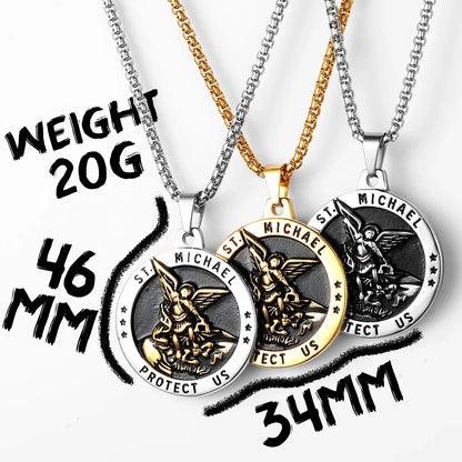Bow Angel St. Michael Men Necklaces Stainless Steel Pendant Chain Powerful Strong Amulet Vintage Cool Women Jewelry Gifts Wholesale