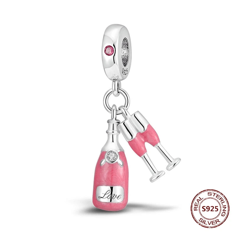 Flugzeug-Charm, 925er Silber, Original-Zirkon, Kleeblatt, Avocado, Charms, Perle, passend für Armbänder, DIY-Schmuck für Frauen, Hochzeitstag, Geschenk