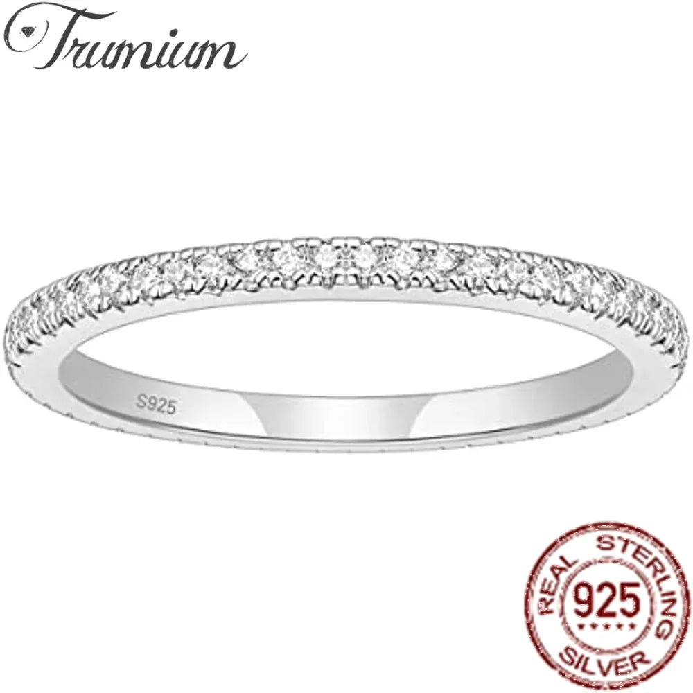 Trumium 2 mm echtes S925-Sterlingsilber, Ehering, Zirkonia, volle Ewigkeit, stapelbar, Verlobungsringe für Frauen und Mädchen, Geschenke