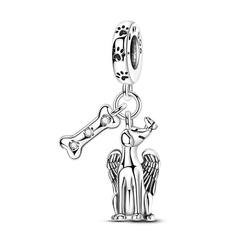 Original-Charm-Perle aus 925er-Sterlingsilber mit eingelegtem Zirkonium, Schleife, Liebesherz, Ballon-Anhänger, passend für Armbänder, DIY-Schmuckmarkierung