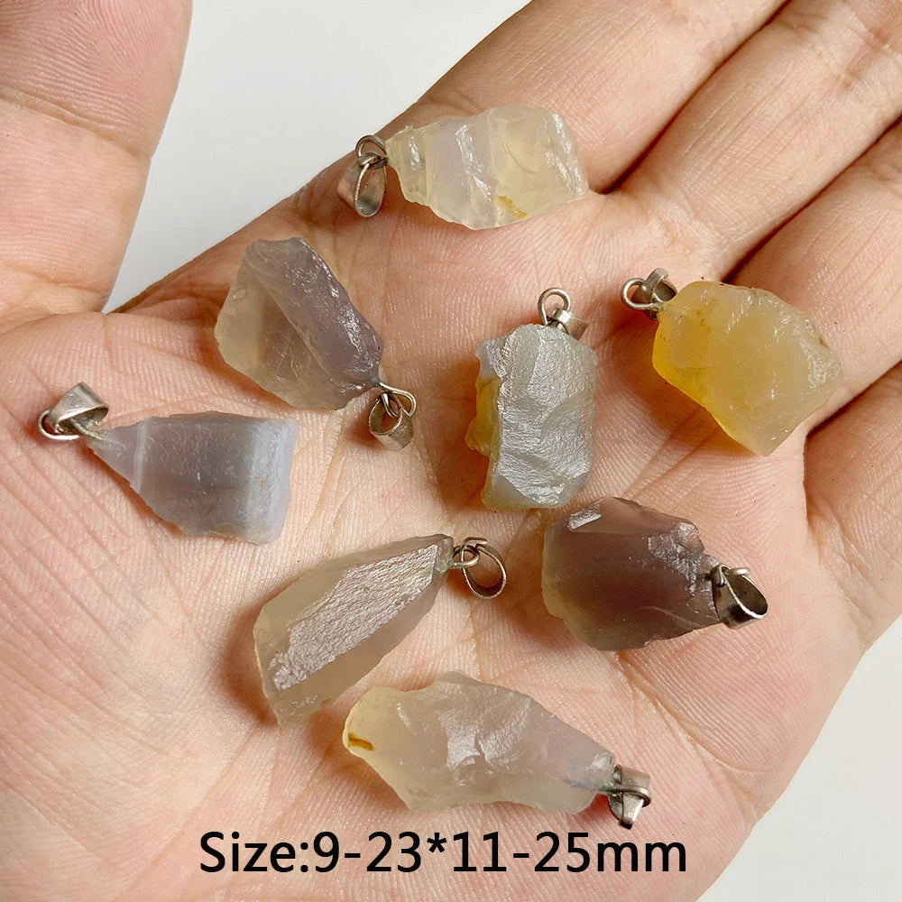 5 stücke Natürlichen Rauhen Stein Anhänger Unregelmäßige Form Healing Amethysten Labradorit Agat Quarz Anhänger Für DIY Handgemachte Halskette