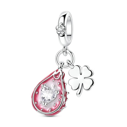 Obst-Charm-Perle aus 925er Silber, Erdbeere, Kirsche, Avocado-Anhänger, passend für Original-Armbänder, DIY-Modeschmuck