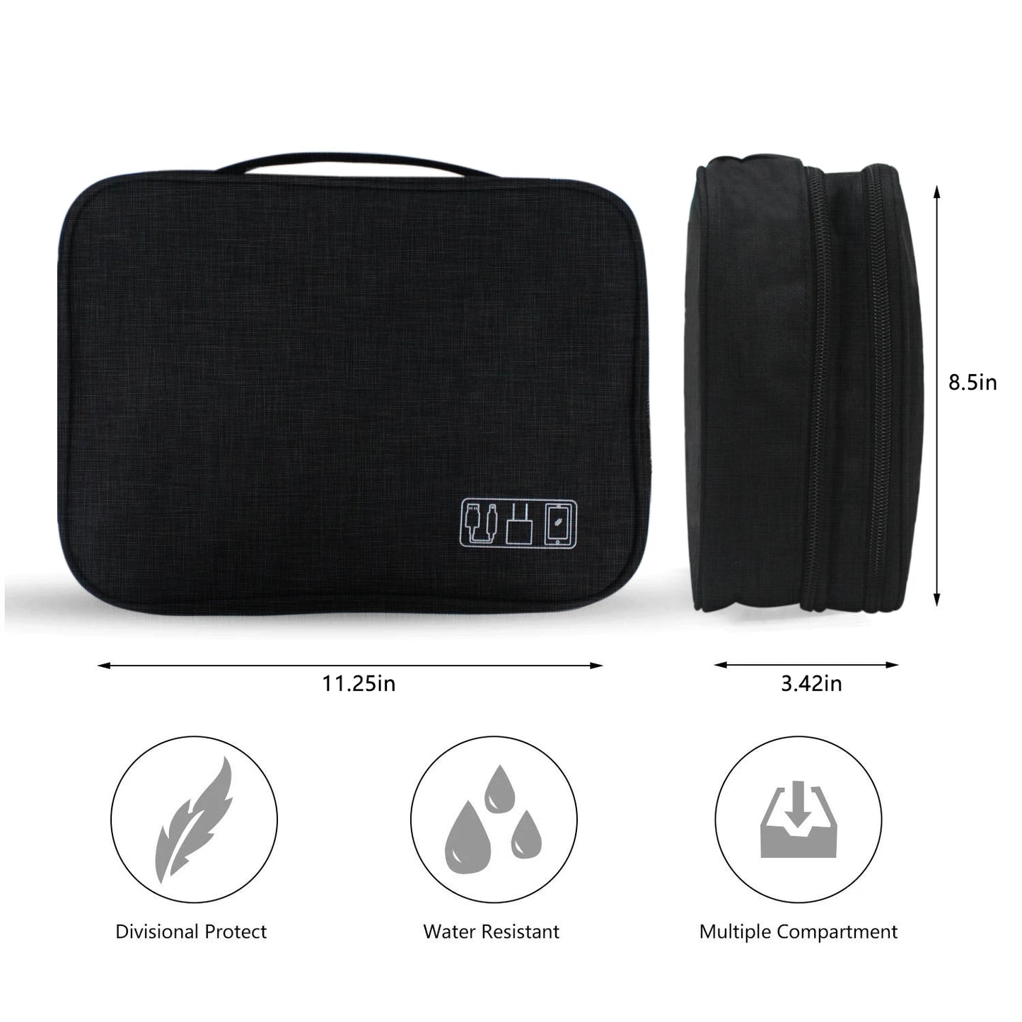 Mini-Reisetasche mit Kabel, Ladegerät für Mobiltelefone, Adapter, Flash-Laufwerk und mehr