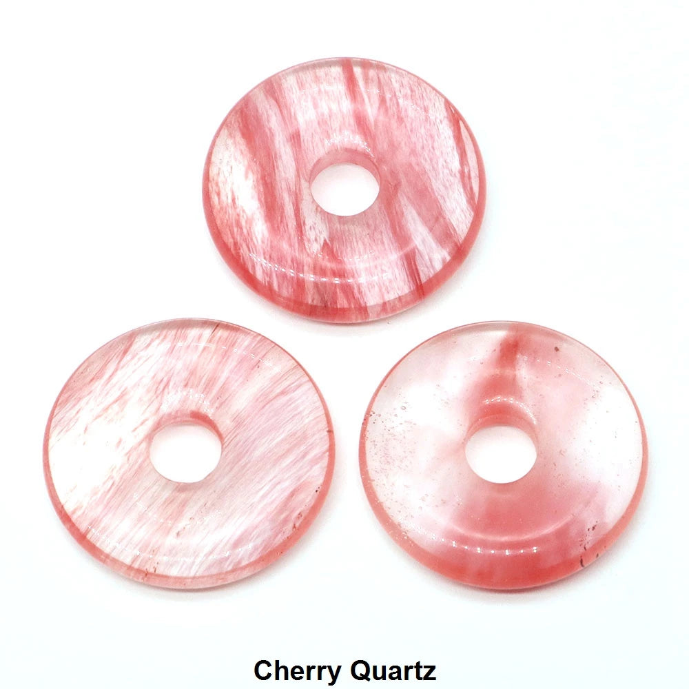 30 mm Donut-Naturstein, Heilkristall, Amethyst, Amazonit, Achat, Quarz, Edelstein für Kunsthandwerk, Zubehör, Glücksgeschenke