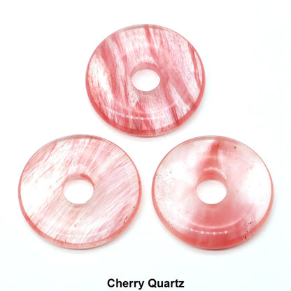 30 mm Donut-Naturstein, Heilkristall, Amethyst, Amazonit, Achat, Quarz, Edelstein für Kunsthandwerk, Zubehör, Glücksgeschenke
