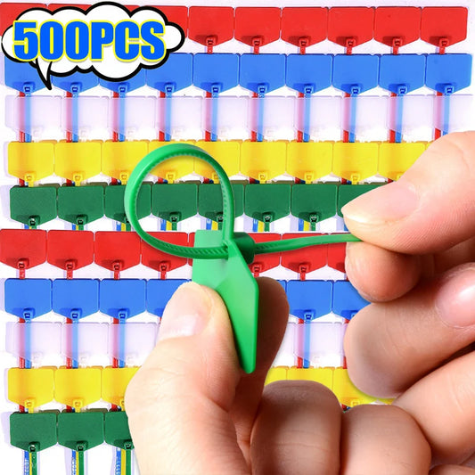 100–500 Stück bunte Nylon-Kabelbinder mit Etiketten, selbstsichernde Draht-Organizer, Kunststoff-Ringmarkierungen, Kabelbinder, Büro-Befestigungsgurte