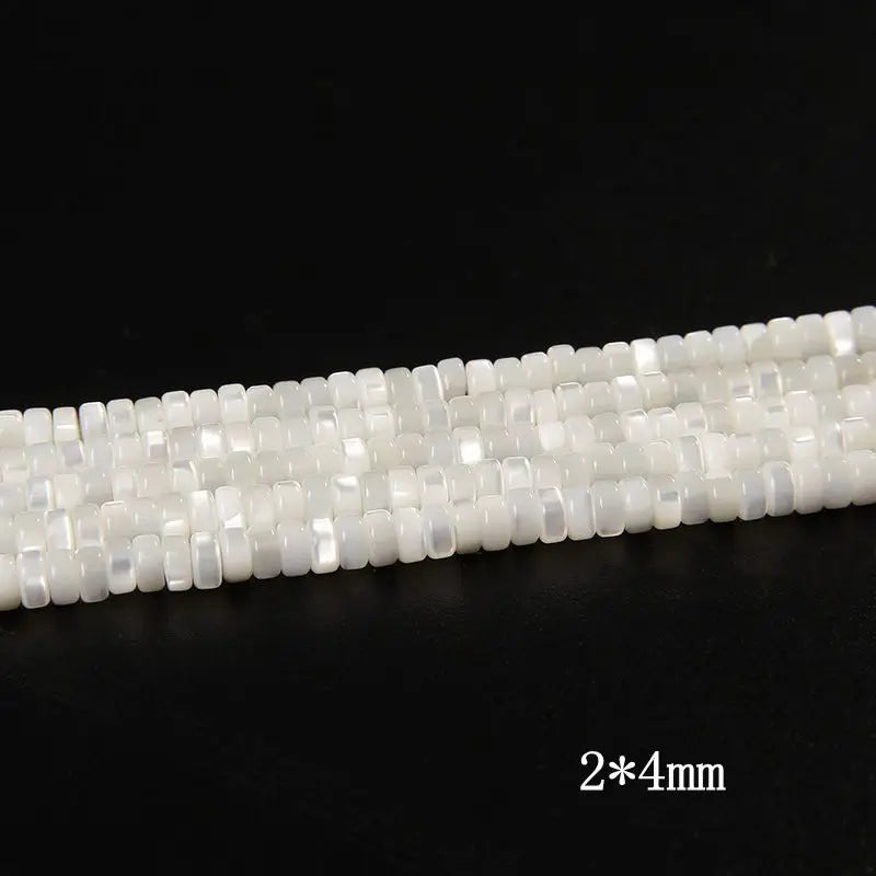 Natürliche weiße Perlmutt-Muschelperlen, Rondelle-Herz, ovale runde Süßwasser-Muschelperlen für die Schmuckherstellung, 38,1 cm pro Strang