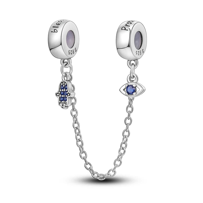 Silber-Charm, 925er-Sterlingsilber, Clip-Charms, Sicherheitsketten-Charm, CZ-Pavé, runde Clip-Perlen, passend für Original-Armbänder, Schmuckherstellung