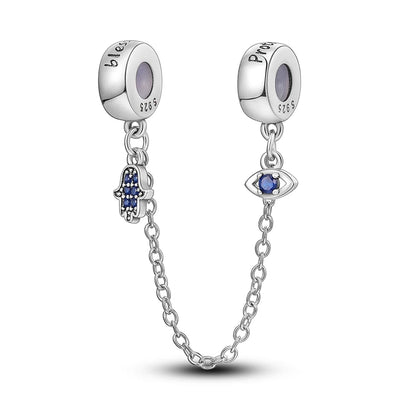 Silber-Charm, 925er-Sterlingsilber, Clip-Charms, Sicherheitsketten-Charm, CZ-Pavé, runde Clip-Perlen, passend für Original-Armbänder, Schmuckherstellung