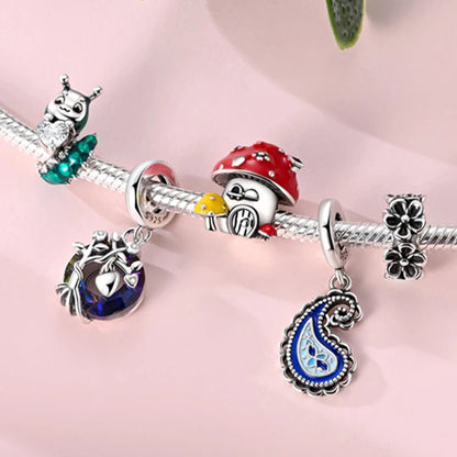 Frühling Charms Perlen Anhänger 925 Sterling Silber Blume Schmetterling Libelle Pilz Charms Fit Armband Frau Mann DIY Schmuck