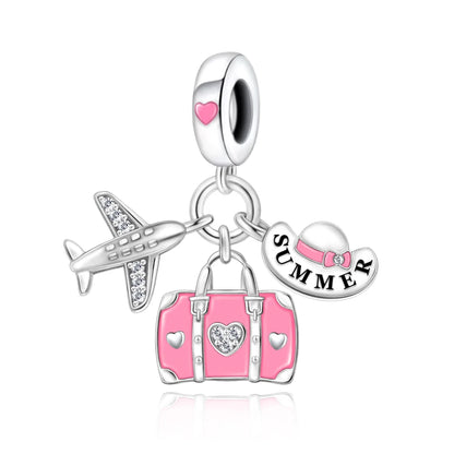 Charm-Anhänger aus 925er-Sterlingsilber mit Oktopusperlen und Stammbaum und Herz, passend für Schlangenarmband, Boutique-Halskette, rosa Anhänger, Geschenk