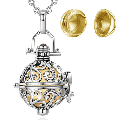 EUDORA Urne Feuerbestattung Anhänger 16mm Ratta Geöffnet Käfig Medaillon Asche Halter Andenken Kapsel Halskette Chime Ball DIY Edlen Schmuck H064