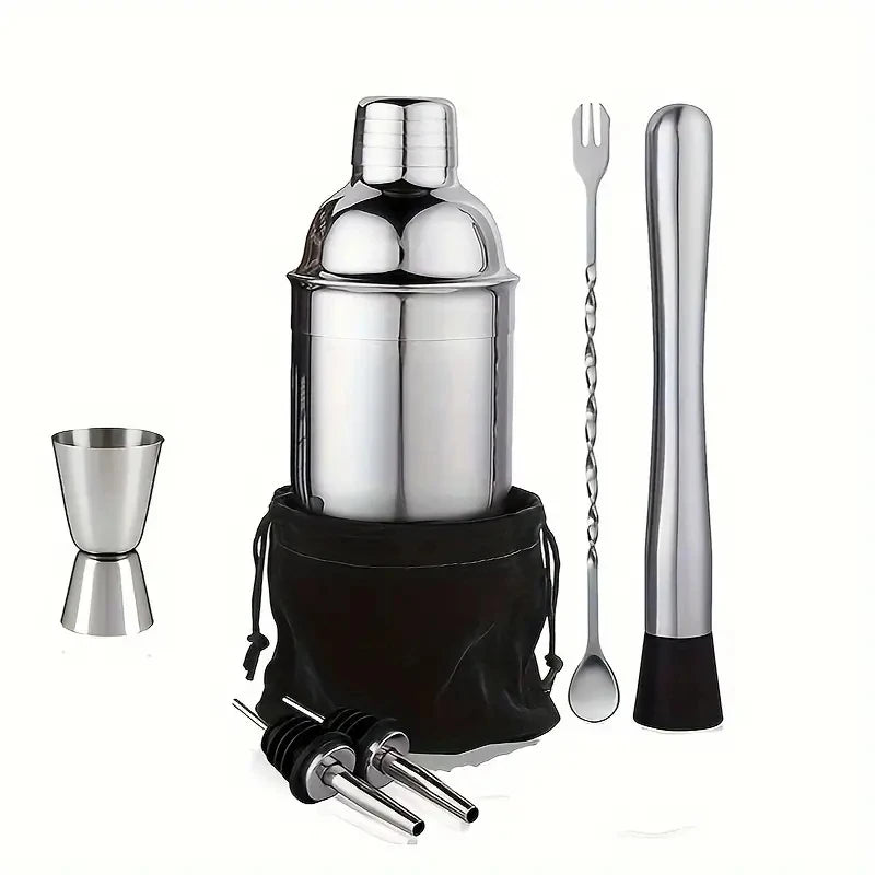 Edelstahl Cocktail Shaker Barkeeper Tools Martini Sharker Getränkemixer Set mit Aufbewahrungstasche Barkeeper Kit 6/7/10 Stück
