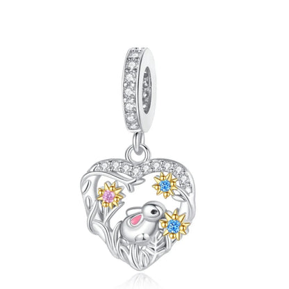 Funkelnde 925er-Sterlingsilber-Charm mit buntem Zirkon, festen Clip-Perlen und Engel-Anhänger, passend für Armbänder und Halsketten, exquisite Geschenke
