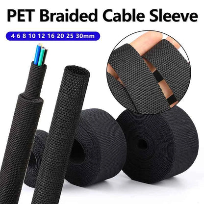 3/5 Meter schwarze PET-Kabelummantelung 4-30mm Schrumpfschlauch Isolierung Flam-Retardant Schutzummantelung Kabelorganisator