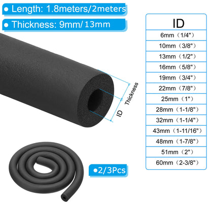 Uxcell 1/2/3 Stück 1,8 m/2 m Rohrisolierung Schaumstoffrohr Rohrabdeckung Wrap Roll Bar Polsterschlauch für Griffgriff HVAC Klimaanlage
