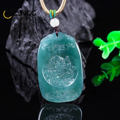 Natürlicher Jadeit-Anhänger mit blauem Wasserdrachen und Sternzeichen, modischer Charme, Eistyp-Jadeit-Halskette, festliches Geschenk für Männer und Frauen