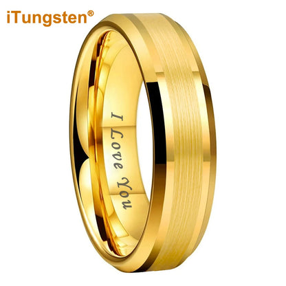iTungsten 6mm 8mm Wolframkarbid-Fingerring für Herren und Damen, Verlobung, Ehering, Modeschmuck, I Love You, graviert, bequeme Passform
