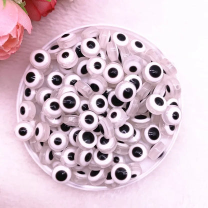 50 Stück 6/8/10 mm ovale Perlen Evil Eye Harz Spacer Perlen für Schmuckherstellung DIY Armband Perlen # 01