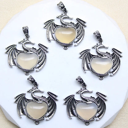 10 Stück bunte Drachen Naturstein Amethyst Quarz Kristall Herz Perle Anhänger für DIY Schmuck Halskette Anhänger Frauen Geschenke