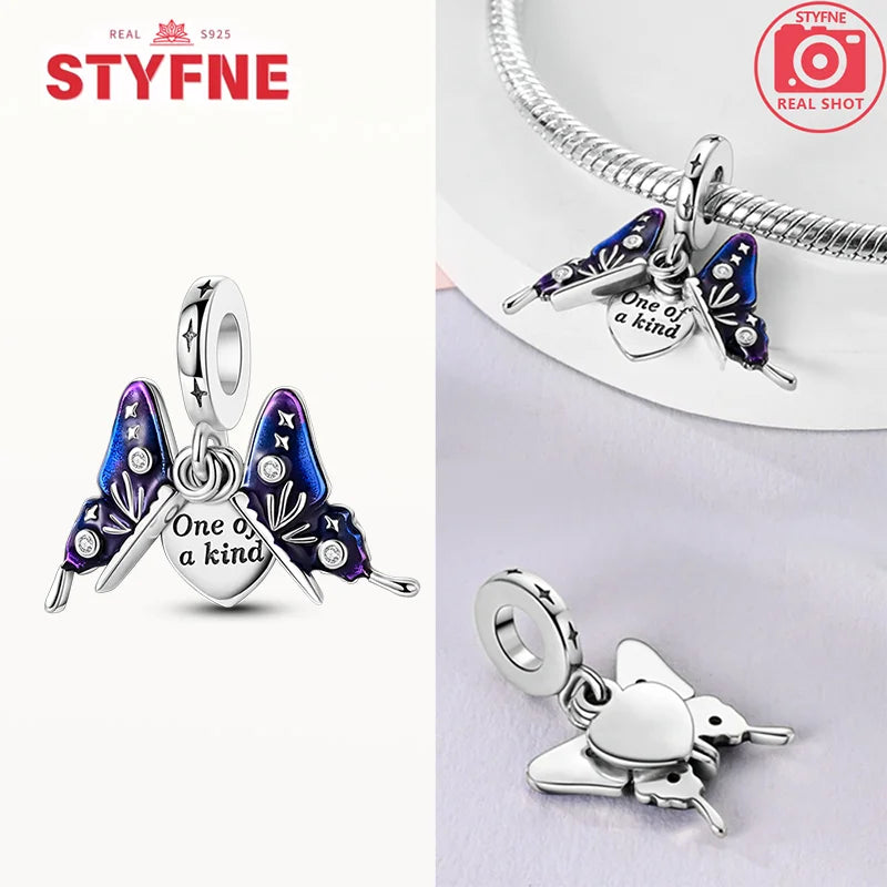 Neue Silber 925 Blaue Libelle Schmetterling Charms Perlen Fit Original Armband für Frauen DIY Edlen Schmuck Zubehör Perlen Geschenke