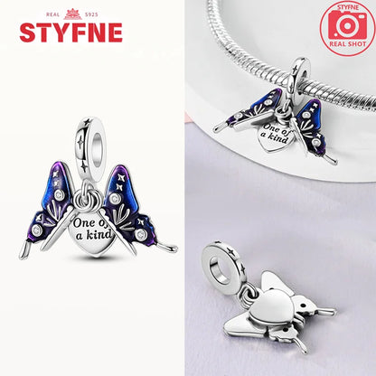 Neue Silber 925 Blaue Libelle Schmetterling Charms Perlen Fit Original Armband für Frauen DIY Edlen Schmuck Zubehör Perlen Geschenke