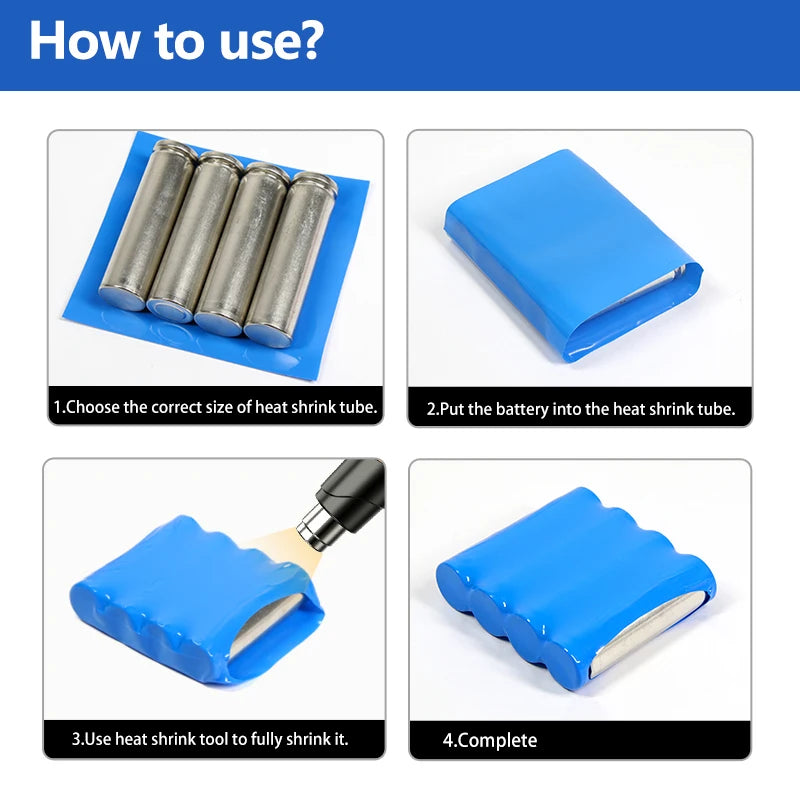 10M 18650 Lithium-Batterie-Schrumpfschlauch, Breite 17mm ~ 130mm, PVC-Wärmeschrumpfschlauch, Batteriepack-Isolierung, Kabelschutz, Schlauchfolie