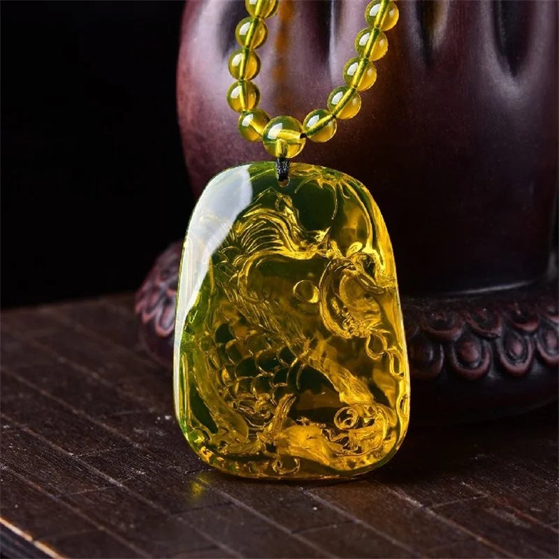 Honig wachs Bernstein Myanmar Goldblau Bernstein Stempel Herren und Damen Anhänger Halskette Fisch vase Pullover Kette Anhänger