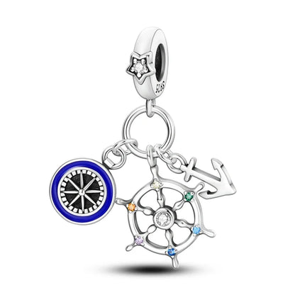 Reisepass-Charms aus 925er-Sterlingsilber, passend für Original-Armbänder, DIY-Flugzeug-Erde-Perlen für die Schmuckherstellung als Geschenk