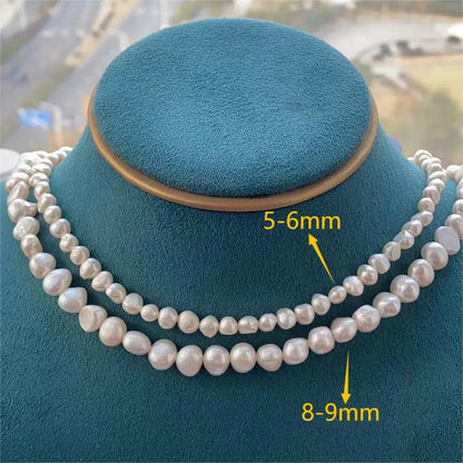 Echte natürliche barocke Süßwasserperlen-Halskette für Frauen und Mädchen, Geschenk, beliebte AA 5–6 mm, 8–9 mm Perlenschmuck-Halskette