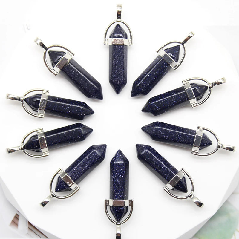 24 stücke Natürliche Stein Achate Quarz Kristall Anhänger Für Halskette Charme Fluorit Sechseckigen Anhänger DIY Schmuck Machen Zubehör
