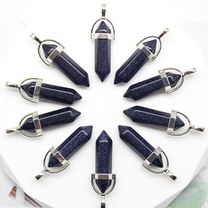 24 stücke Natürliche Stein Achate Quarz Kristall Anhänger Für Halskette Charme Fluorit Sechseckigen Anhänger DIY Schmuck Machen Zubehör
