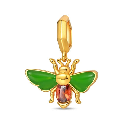 Leuchtender baumelnder Charm mit Frühlingsthema, 925er Sterlingsilber, Biene-Honeypot-Anhänger für Armband, Halskette, DIY-Charms, Schmuck