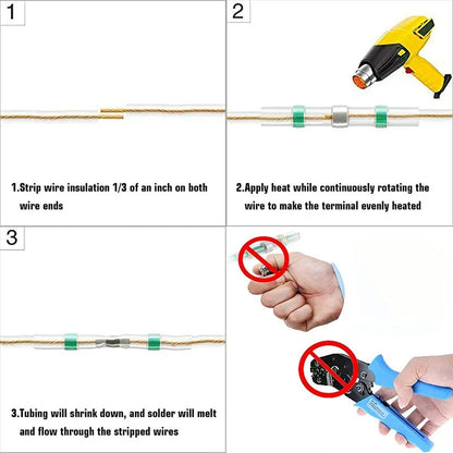 100/1000 stücke Grün Solder Dichtung Draht Anschlüsse Wasserdichte Schrumpf Butt Stecker AWG18-16 Isolierte Kabel Splice Terminals