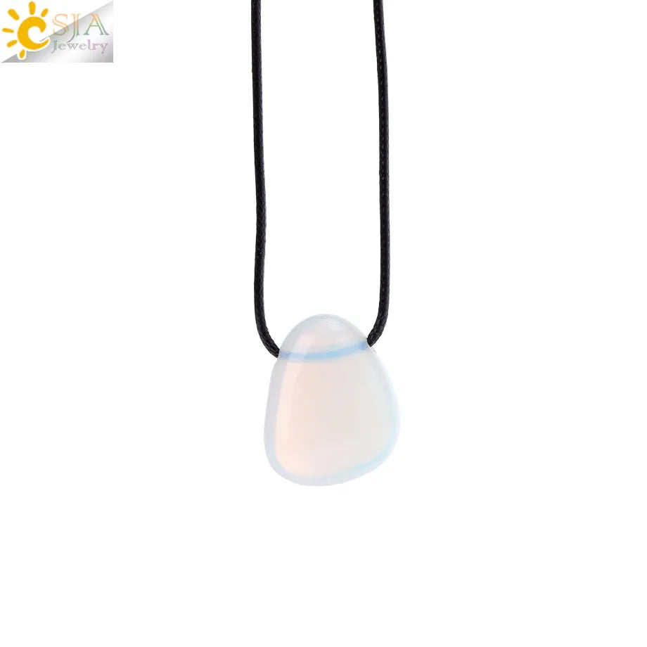 CSJA Naturstein Nugget Anhänger Halskette für Mann Heilung Kristall Amethysten Tigerauge Rhodonit Rosenquarz Charms Schmuck H551