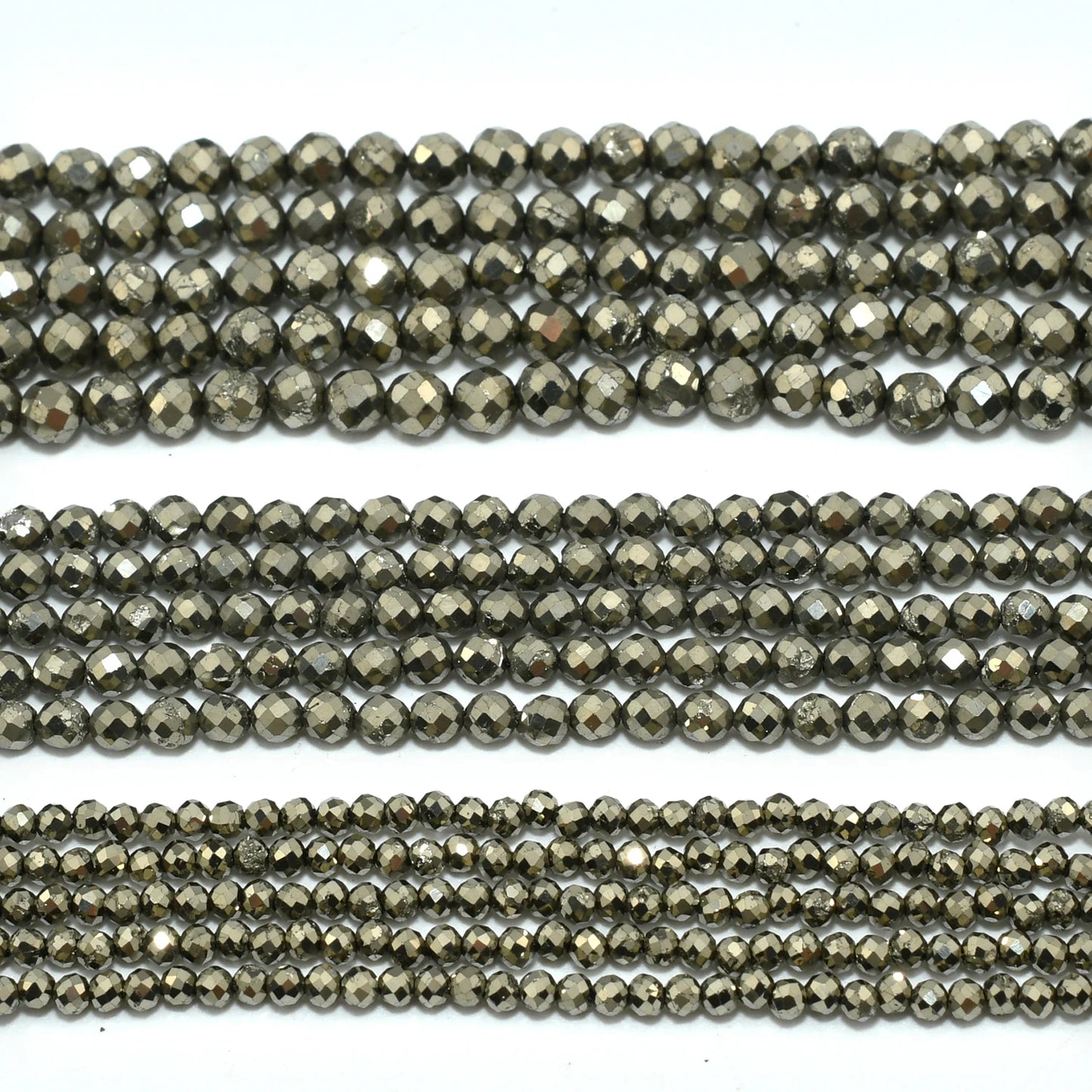 Natürliche facettierte runde Pyritperlen 2 mm/3 mm/4 mm