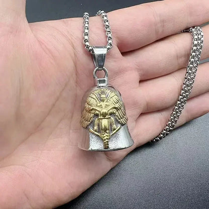 Vintage Christian Jesus Kreuz Glocke Anhänger Motorrad Glocke Halskette Punk Biker Religiöser Exorzist Glücksschmuck für Herren